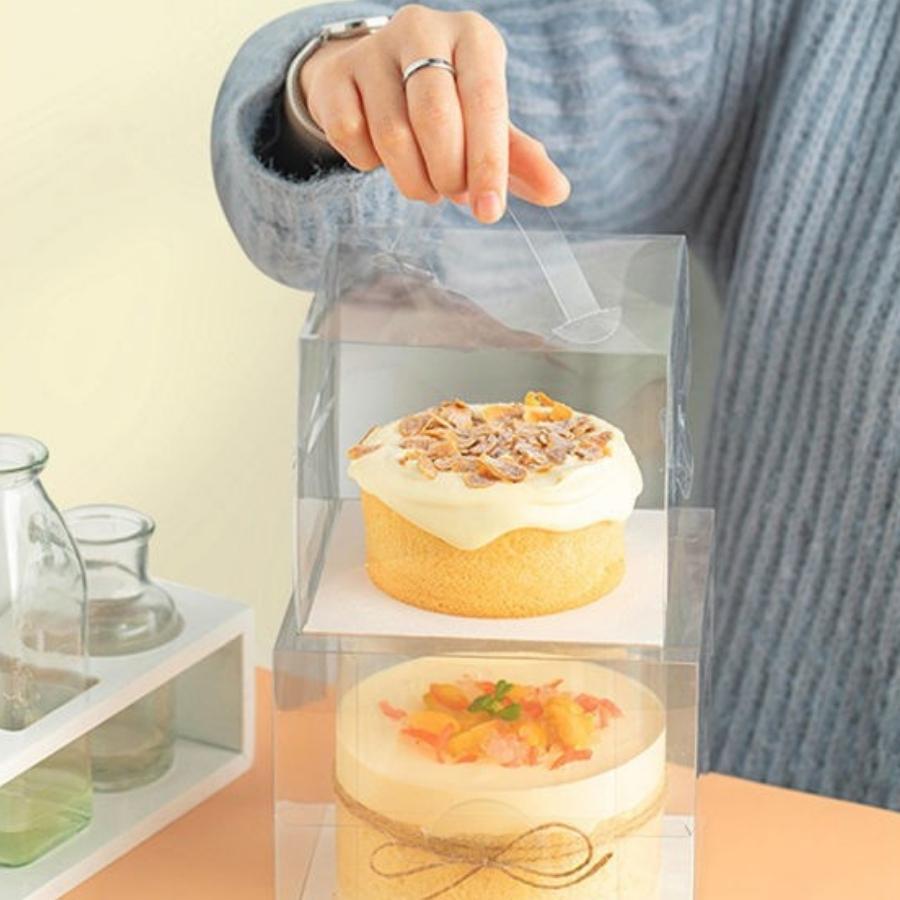 Hộp Đựng Bánh Kem Gato Sinh Nhật Mica Phụ kiện trang trí Trong Suốt Hình Vuông Nhiều Kích Cỡ