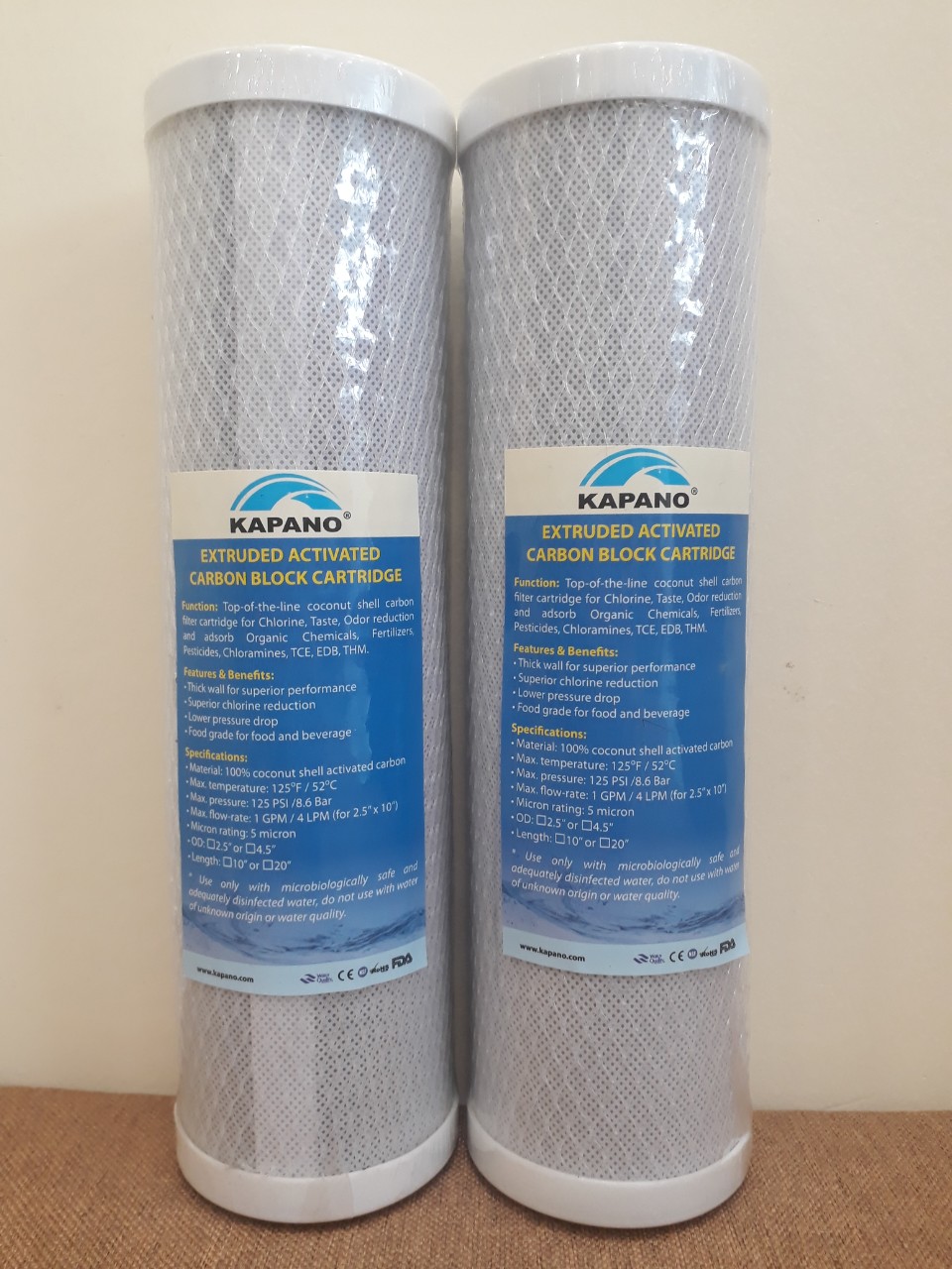 Lõi lọc than hoạt tính khối đặc CTO 10 inch Kapano - Hàng chính hãng