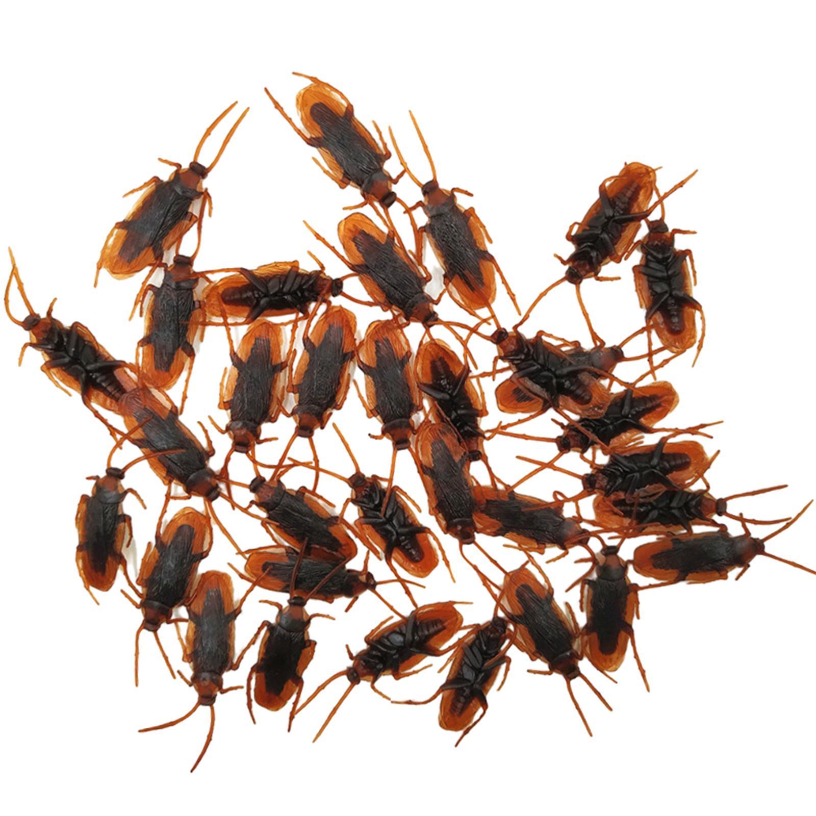 100 Pieces Fake Roaches Halloween Props Party Favors Animal Toys Tricky Toys Educational Toys Artificial Fake Roach for Christmas