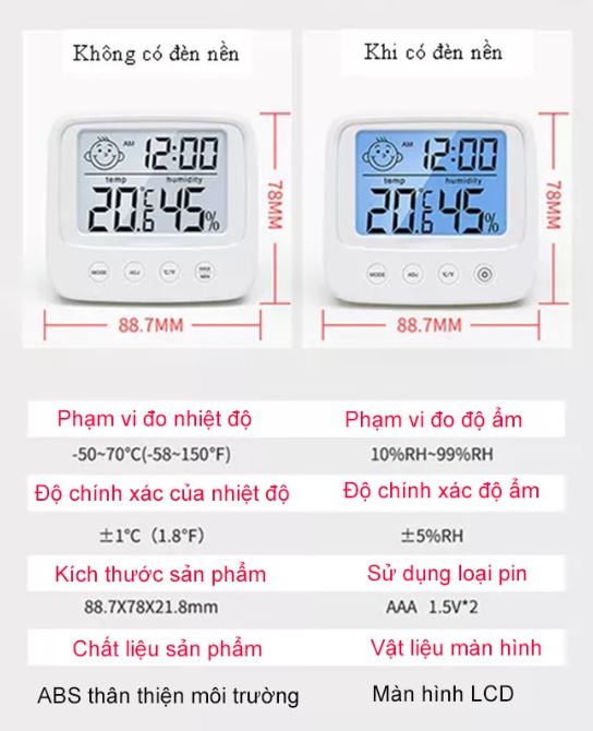 Nhiệt kế, Nhiệt kế điện tử, Nhiệt kế phòng, Nhiệt ẩm kế, đo nhiệt độ và độ ẩm trong phòng