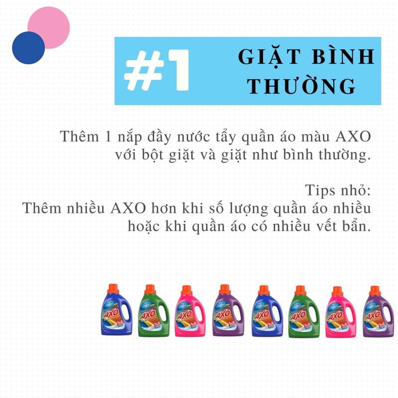 COMBO 3 CHAI TẨY MÀU AXO 800ML - Hương Tươi Mát - Nước tẩy Zonrox 500ml