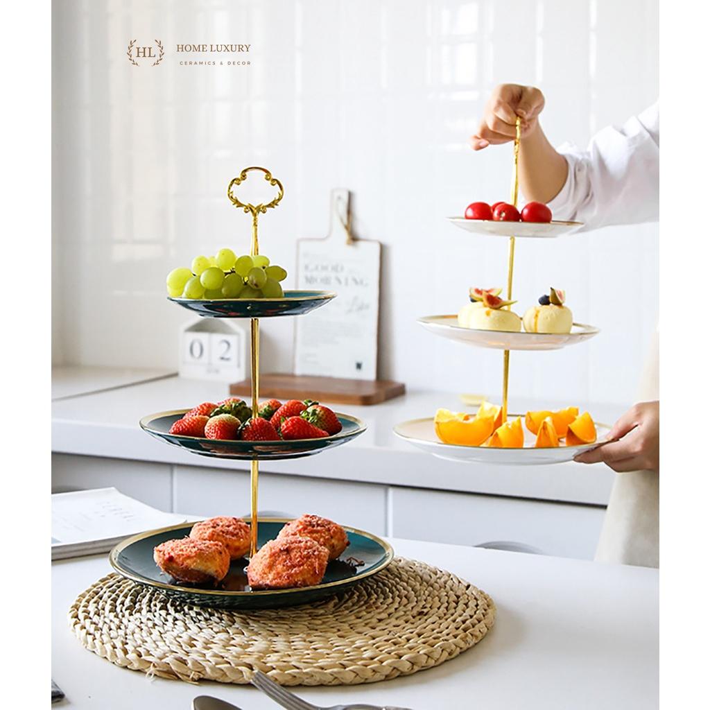 Combo 2 đĩa - 3 đĩa sứ viền vàng kim cao cấp 2023 | 2 TẦNG | 3 TẦNG SỨ ĐỂ BÁNH KẸO - HOA QUẢ CHUYÊN DỤNG CHO SỰ KIỆN
