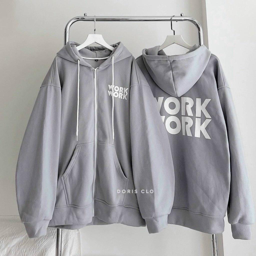 Áo khoác Hoodie nữ zip dây kéo in chữ Work chất nỉ ngoại dày mịn cao cấp phá cách việt KTP357