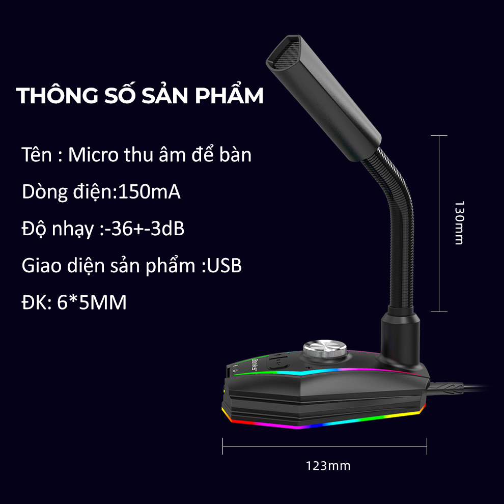 Micro thu âm để bàn có dây usb, micro giảm tiếng ồn- D1434