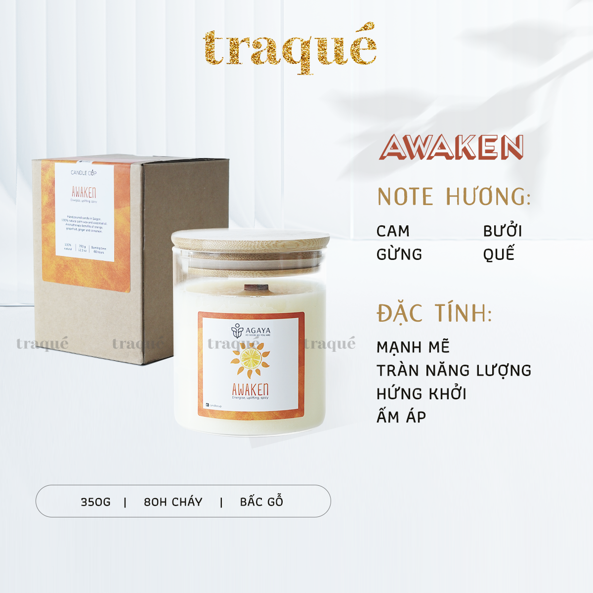 Nến thơm tinh dầu cao cấp không khói an toàn Candle Cup - AWAKEN - L - 350G