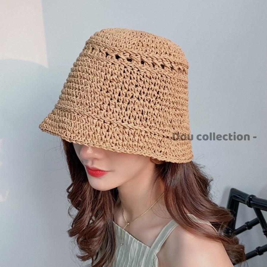 Nón Cói, Mũ Cói Mềm Vành Nhỏ Trơn Đi Biển Phong Cách Retro Vintage - Mã NC019