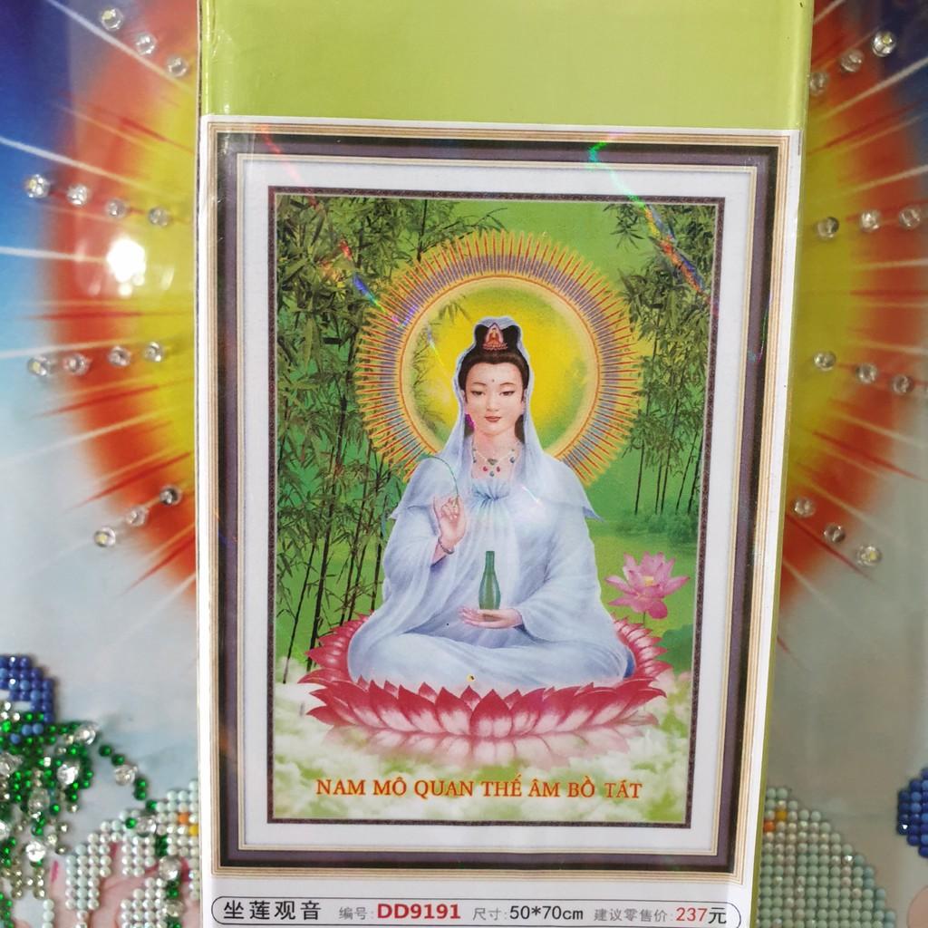 Tranh Đính Đá QUAN ÂM BỒ TÁT . Kích Thước: 70cm x 50cm