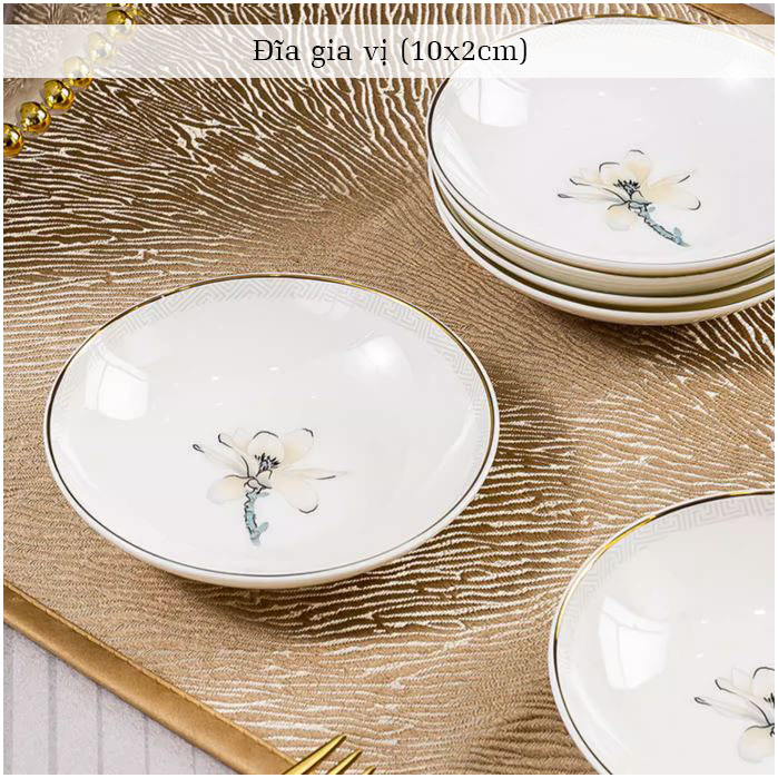 Bộ bát ăn cơm SỨ XƯƠNG Giang Tây cao cấp 60 chi tiết - Bộ chén ăn cơm sang trọng, tinh tế - Bát đĩa mỏng nhẹ nhưng cứng trong và cách nhiệt tốt. Mã GS18