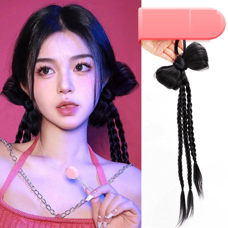 Tóc tết nơ buộc chun JN01 ️FREESHIP️ tóc giả tết nơ, tóc nơ tết, tóc giả nữ thắt bính, tóc thắt rết, tóc tết sam
