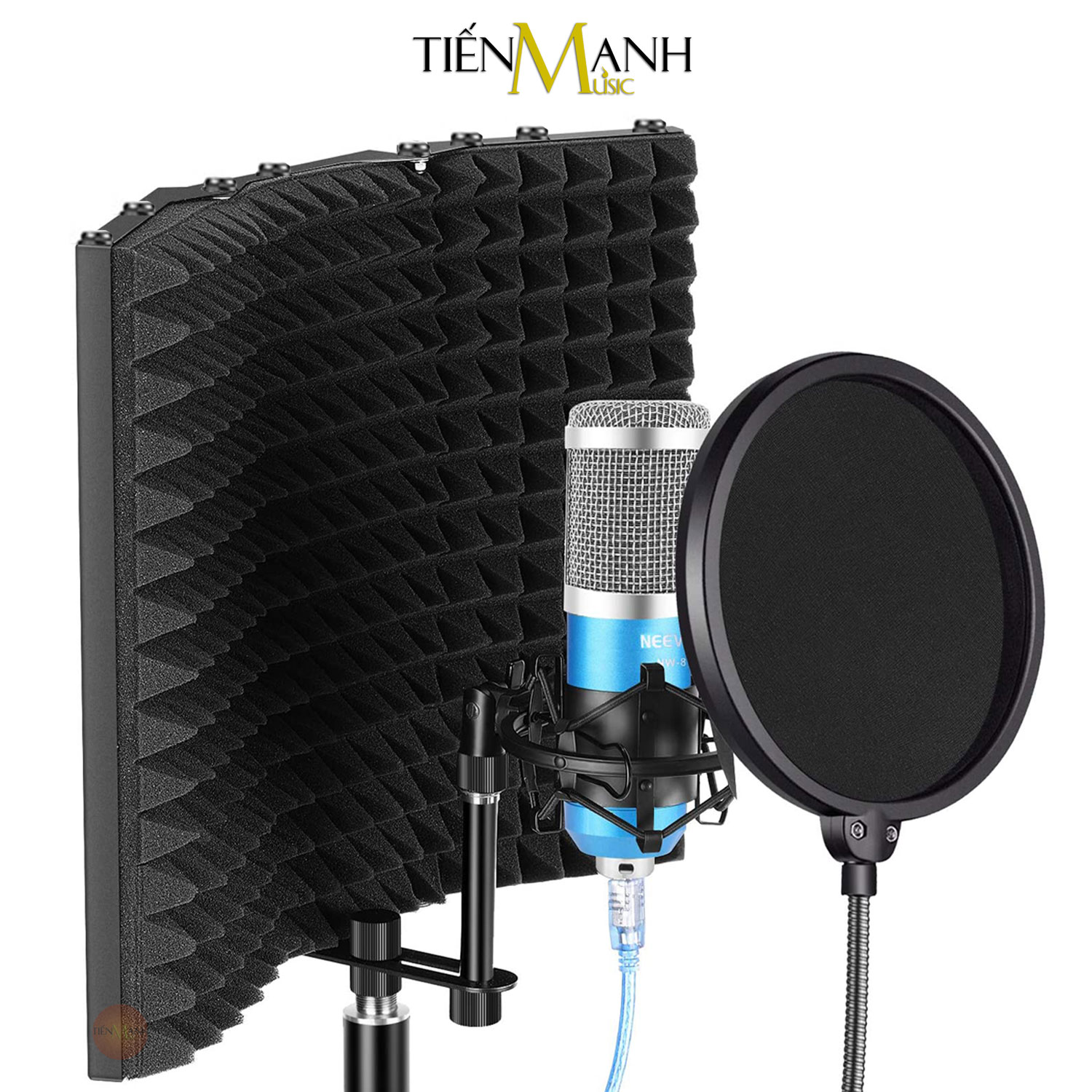 Màng Vách Chắn Tiêu Âm Cho Micro Phòng Thu Loại 3 Cánh Dr.Mic SIC-03 Mic Vocal Booth Màn Tấm Khung Vành Chống Dội, Vang, Tiếng Ồn Hàng Chính Hãng - Kèm Móng Gẩy DreamMaker