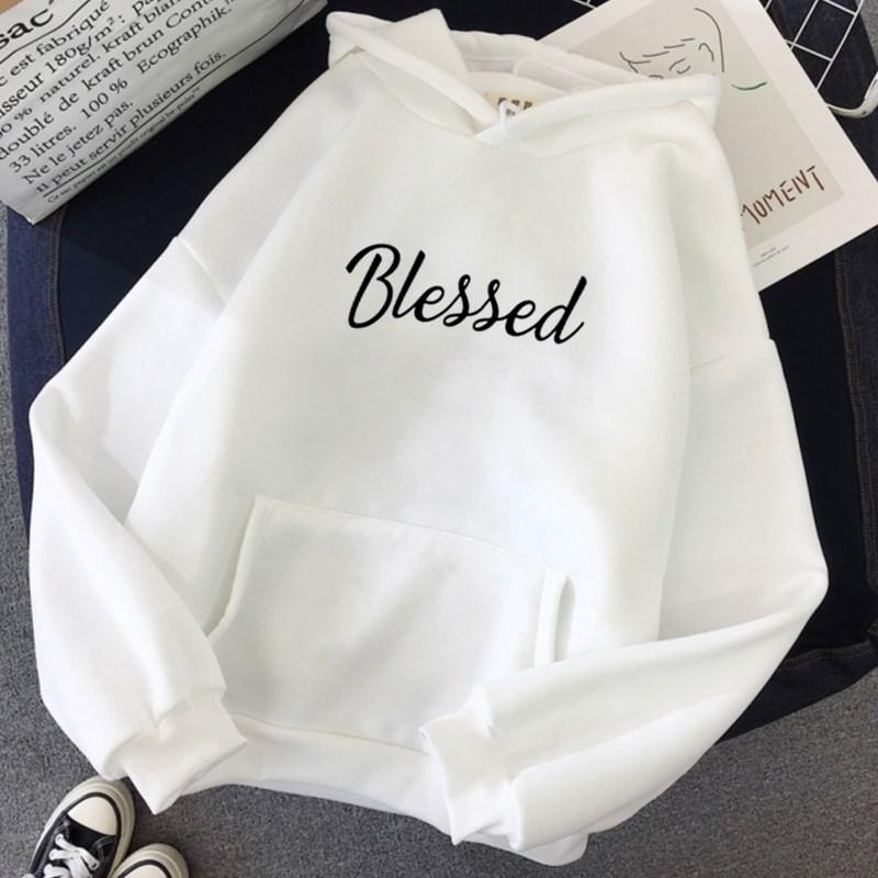 Blessed Hoodies Casual Unisex Women Pullovers Spring Autumn Graphic Cotton Hooded Sweatshirt