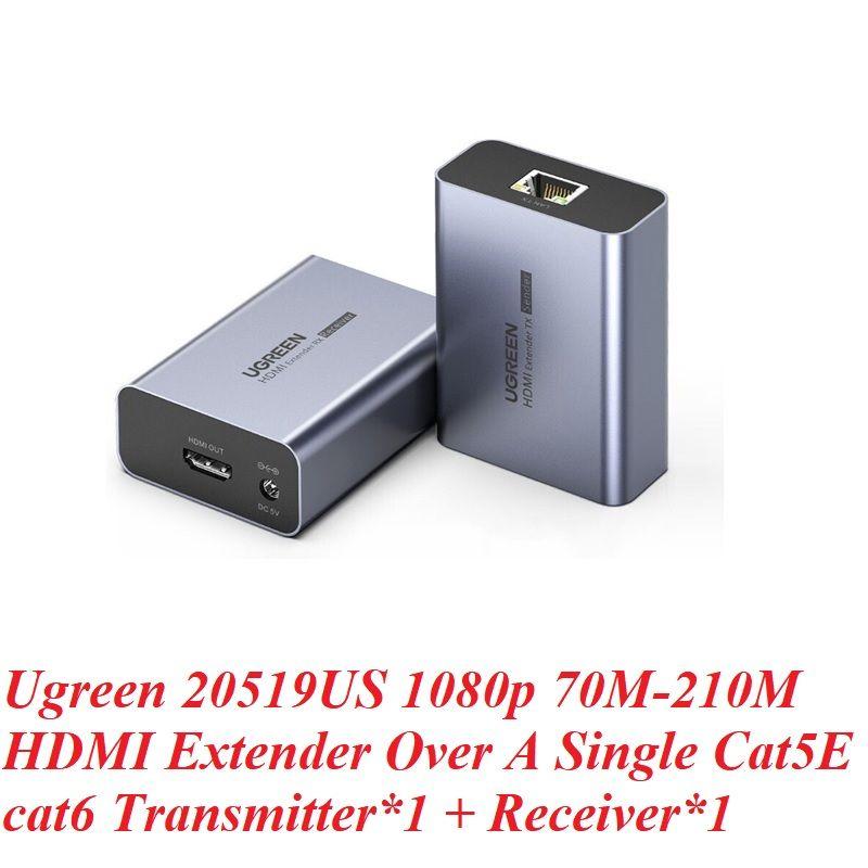 Ugreen UG29728CM455TK S 1080p 70M - 210M Bộ kéo dài HDMI qua cáp mạng LAN CAT5E/CAT6 gồm 1 bộ nhận Receiver và 1 bộ phát Sender Chuẩn cắm US 20519eu 29728 - HÀNG CHÍNH HÃNG