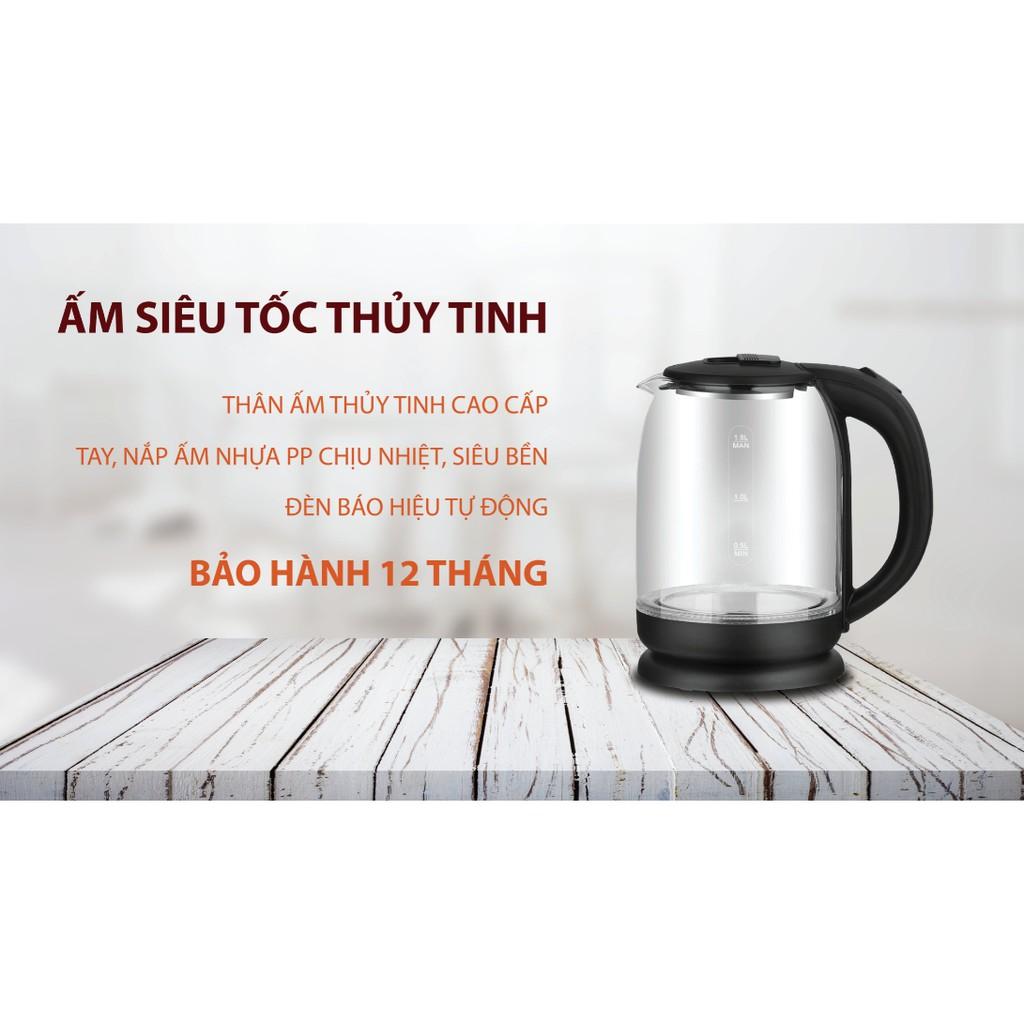 Ấm siêu tốc thủy tinh Goldsun GKT2601G - Hàng Chính Hãng