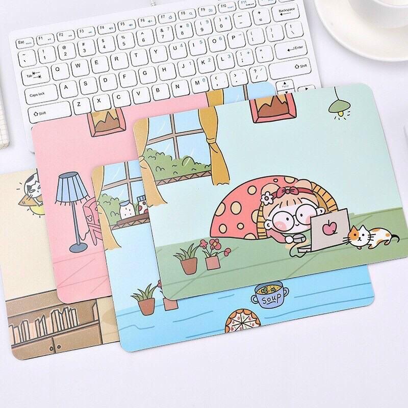 Miếng lót chuột hoạ tiết hoạt hình cô bé- Tấm lót bàn di chuột máy tính/ Laptop đế silicon chống trượt & chống thấm nước