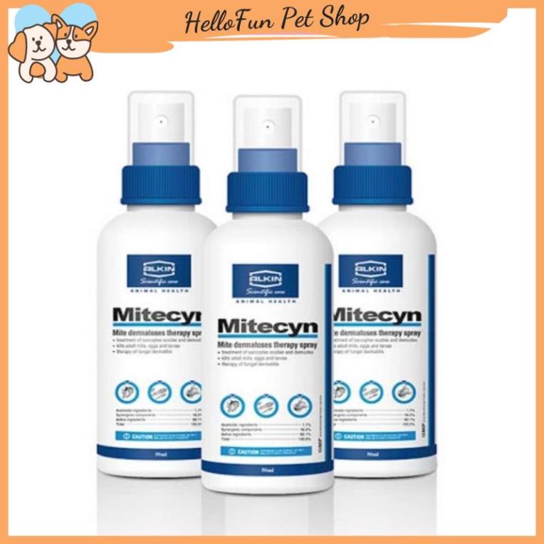 Xịt ve rận, ghẻ ngứa, viêm da cho chó mèo Mitecyn 50ml
