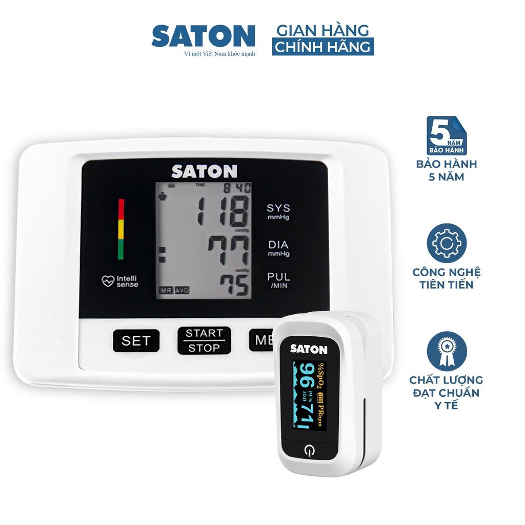 Combo Máy đo huyết áp SATON BSX585 và Máy đo nồng độ 0xy trong máu SATON