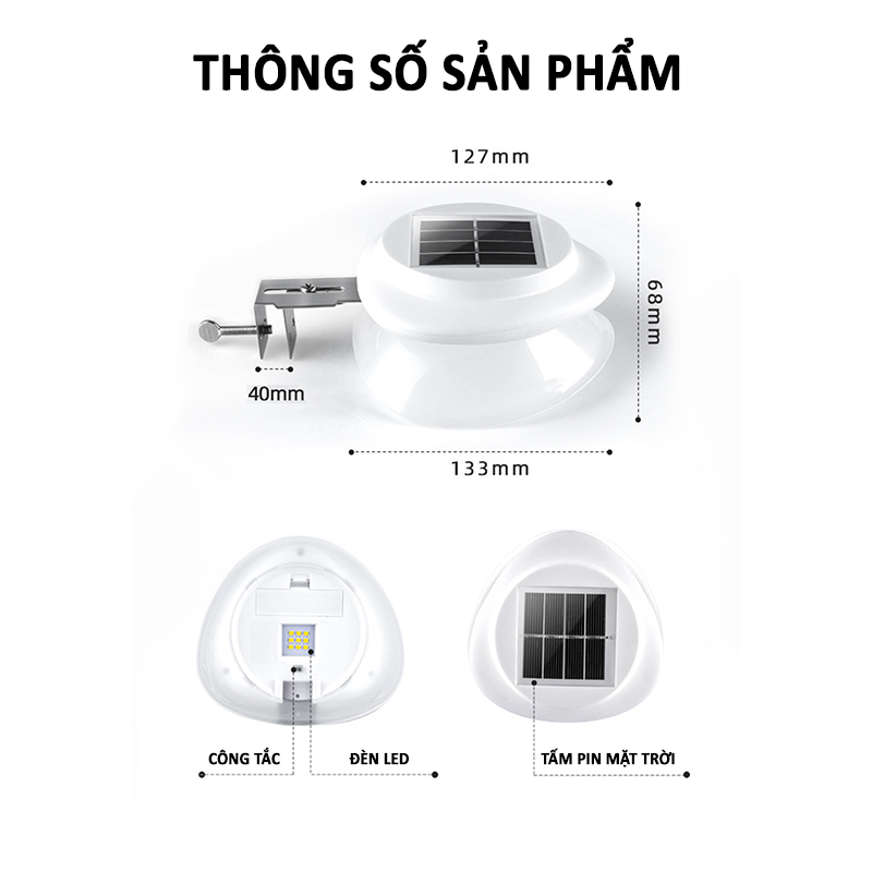 Đèn Năng Lượng Mặt Trời Gắn Tường, đèn gắn hàng rào - K1679