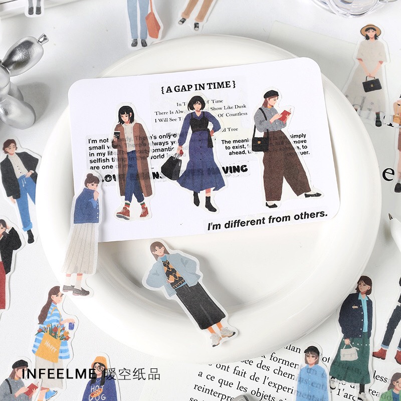 Gói 40 pcs stickers cô gái fashionista ins sành điệu dùng để dán trang trí