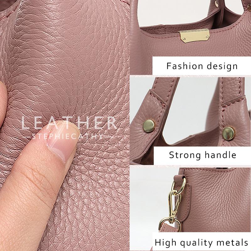 SC 100% Da Thật Chính Hãng Da Túi Bucket Nữ Tote Top-Tay Cầm Đeo Vai Thương Hiệu Thiết Kế Nữ Đeo Chéo Túi