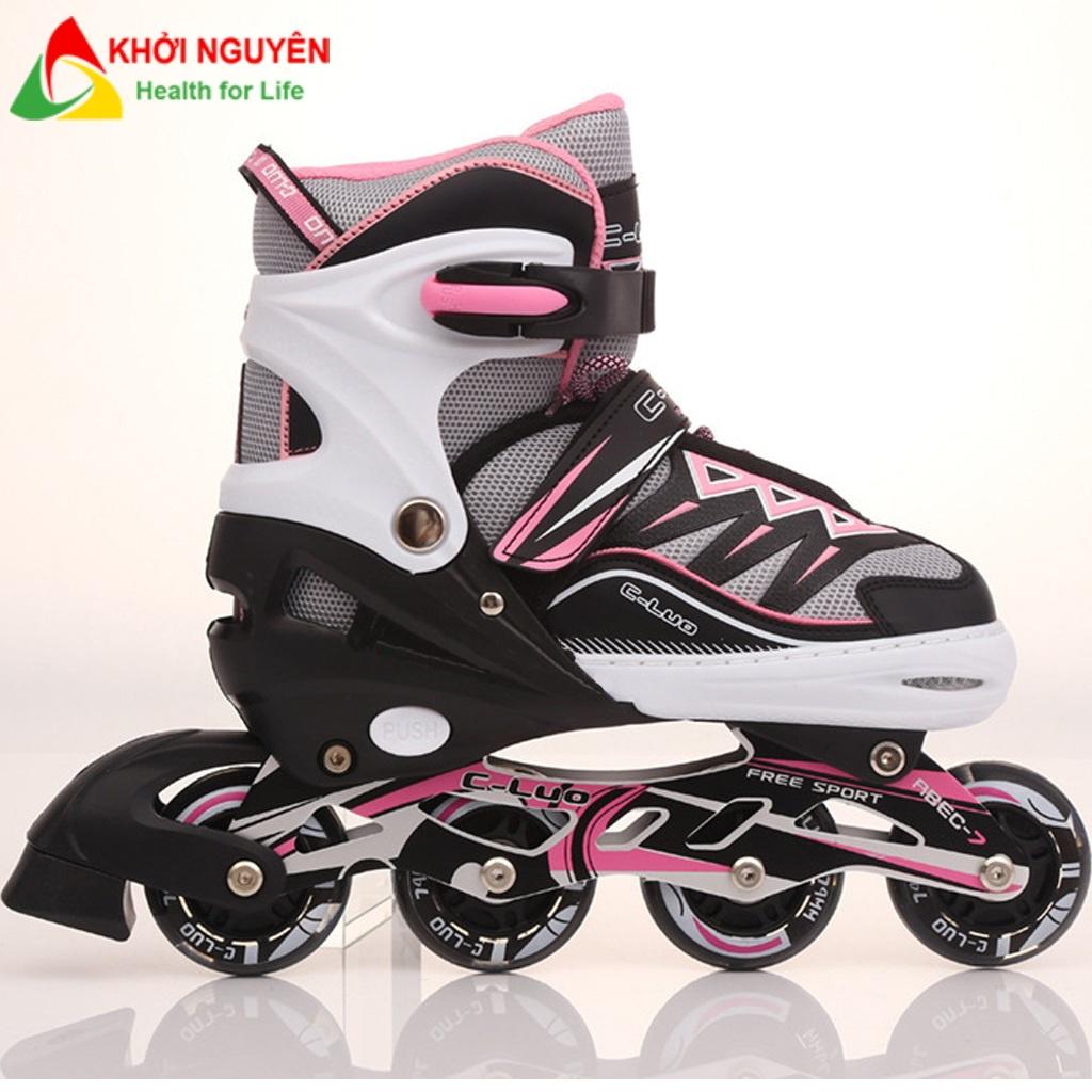 Giày patin trẻ em CLUO bánh cao su phát sáng trượt mượt tặng kèm bảo hộ chân tay, quà tặng năm mới ý nghĩa