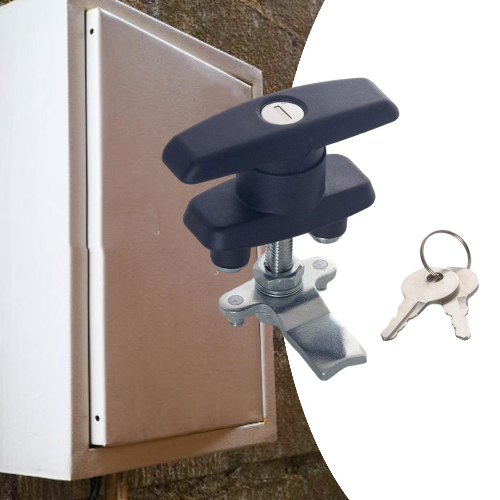 T Handle Door Lock Latch, Shed Door Lock with Keys, Heavy Duty Locking Latch for Trailer, Tool Case, Distribution Box