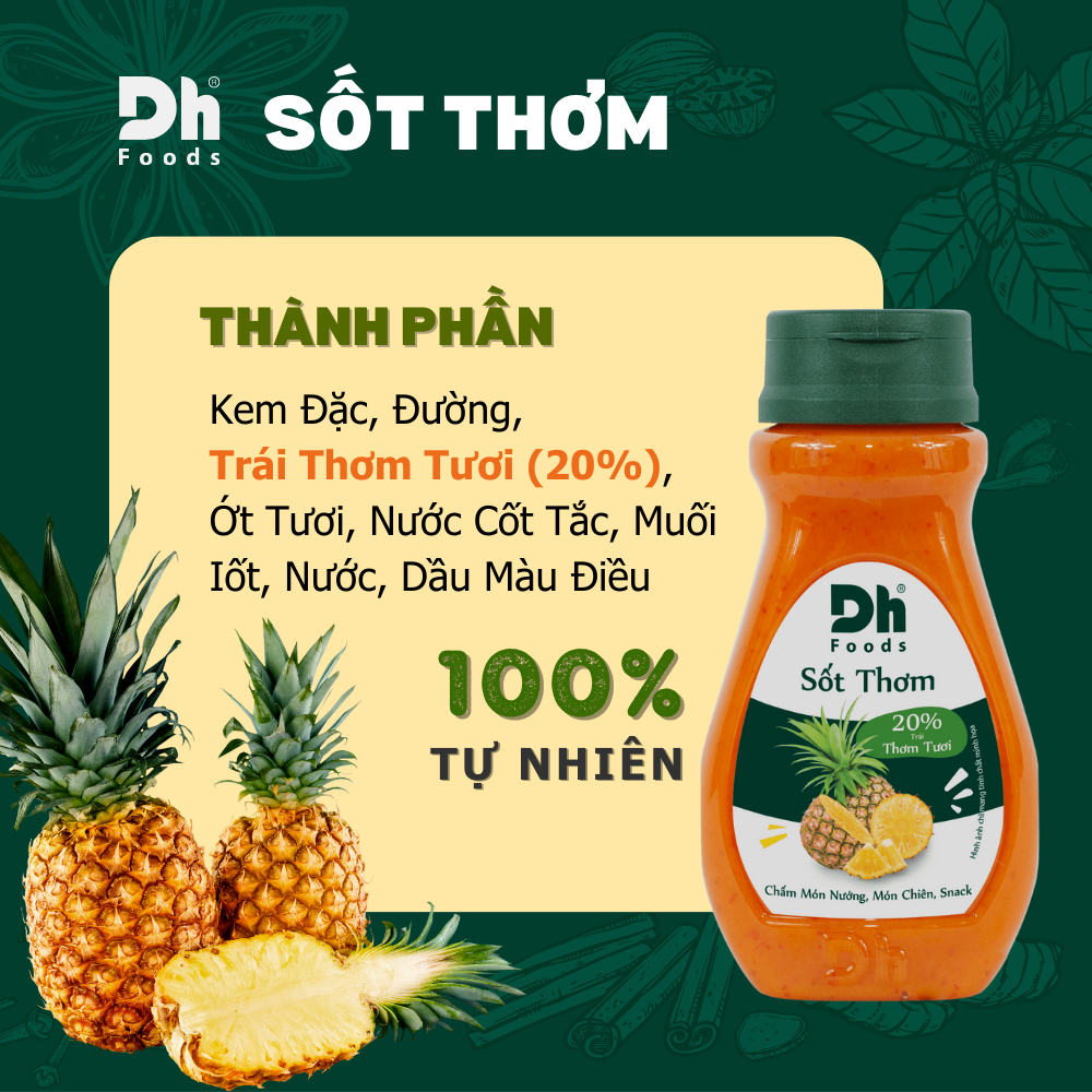 Sốt Thơm chua cay Dh Foods 200gr - gia vị trộn salad 20% thơm tươi, sốt chấm snack hải sản đồ nướng