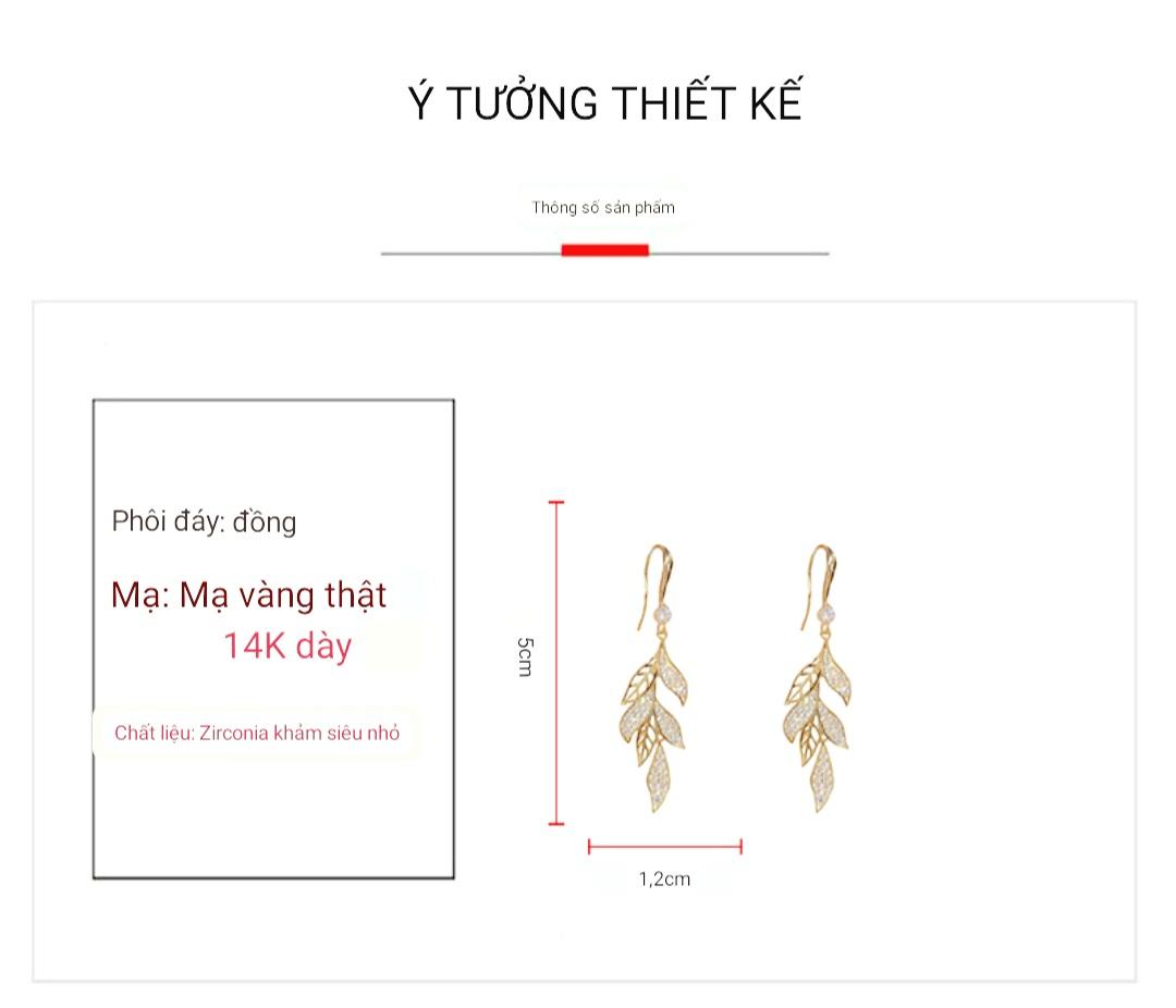 Khuyên tai lá đính đá tua rua