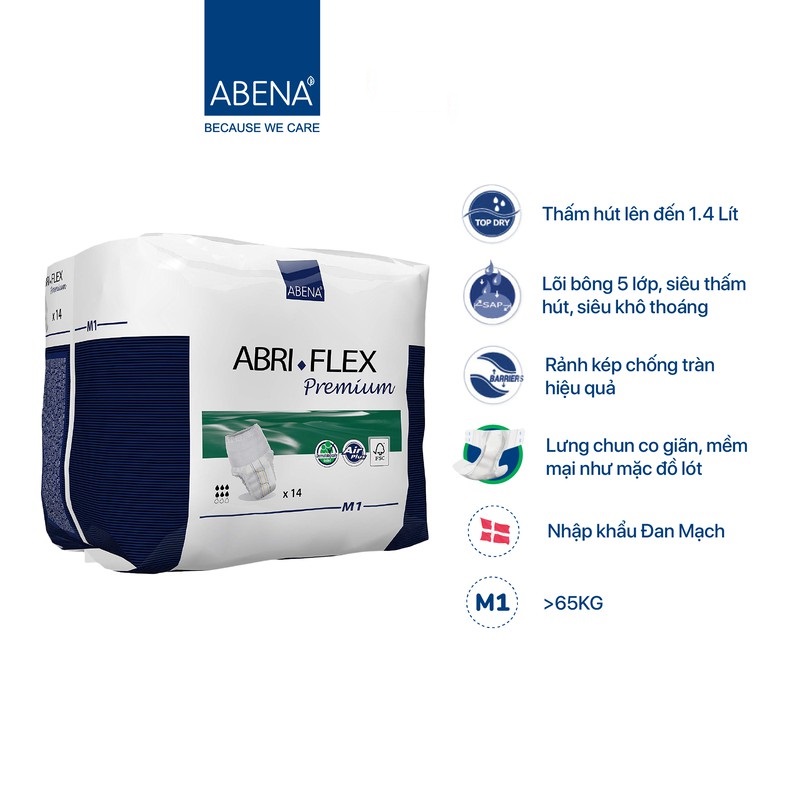 Tã quần người lớn Abena Abri Flex Premium - Nhập khẩu Đan Mạch (Gói 14 miếng)