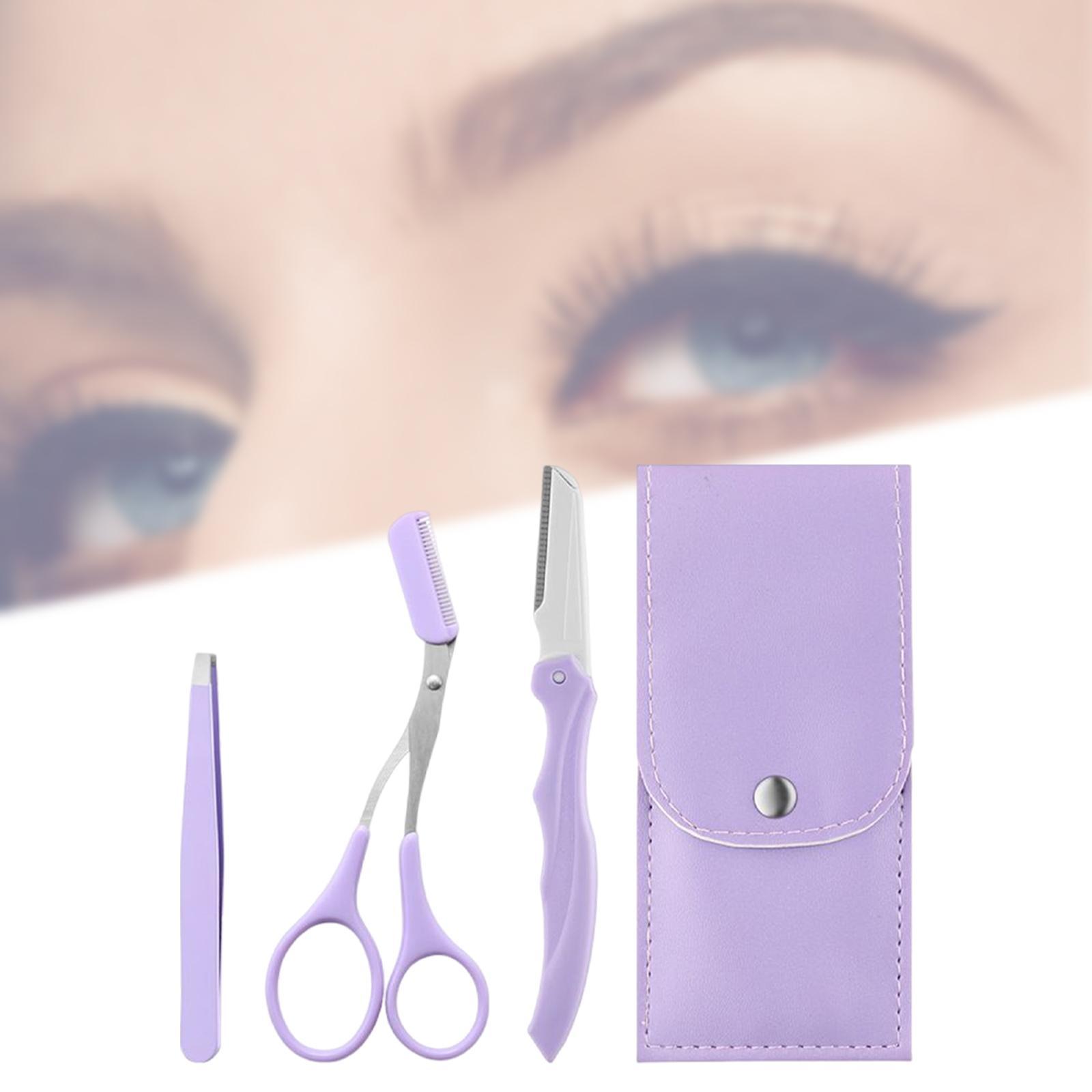 Eyebrow Grooming Kit Eyebrow Scissors with Comb with Storage Bag for Salon