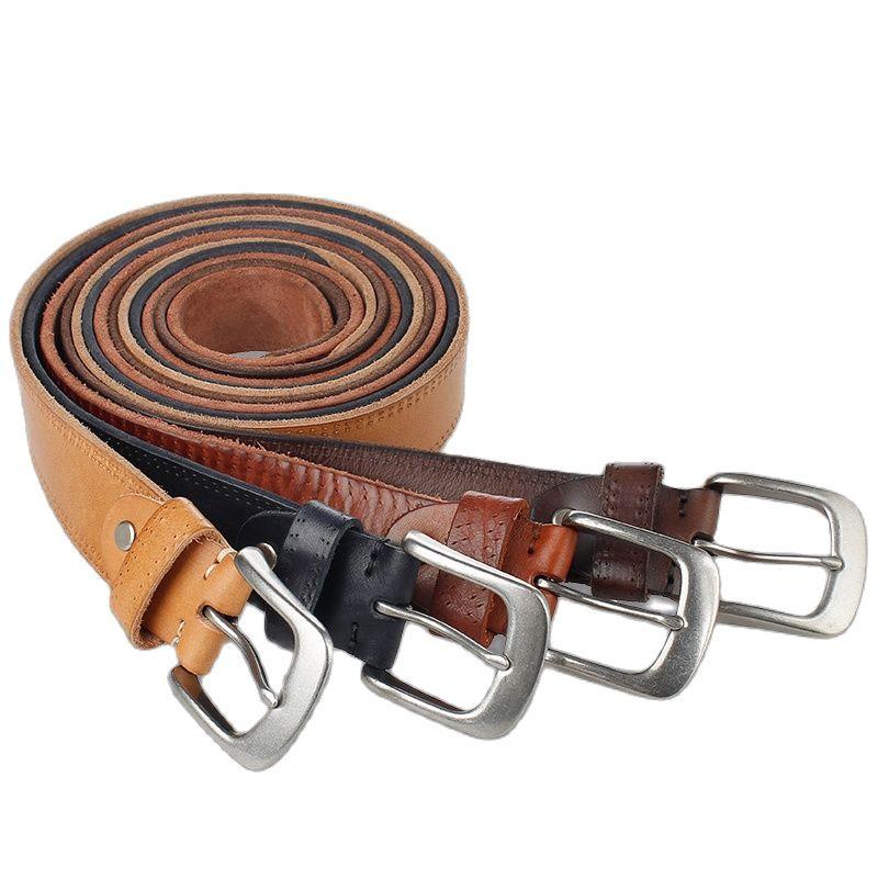 Mới Nam Dây Da Đầu Lớp Da Bò Hợp Kim Khóa Gài Thắt Lưng Phong Cách Doanh Nhân Unisex Rộng Và Hẹp Thiết Kế Sang Trọng 2021 Mới