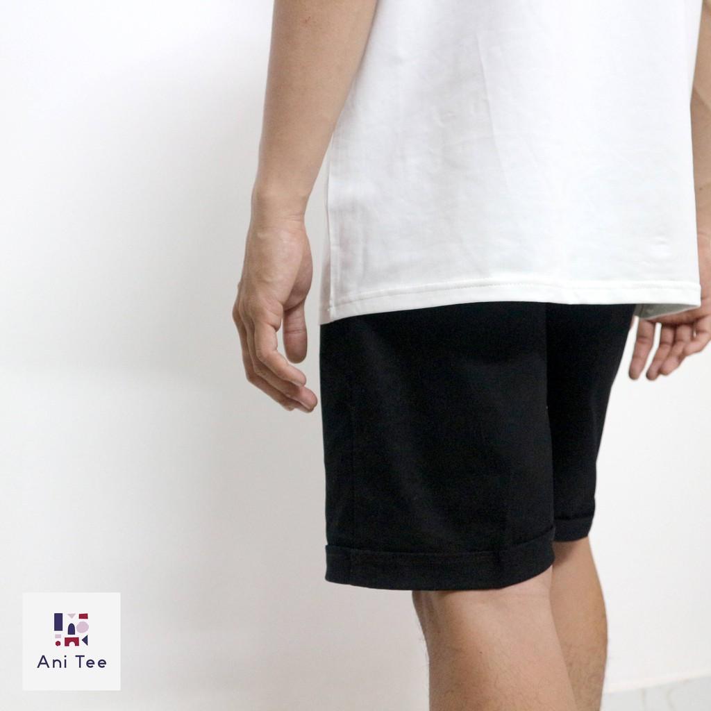 Quần Short Lên Lai Thun Kaki Pants Co Dãn Trơn Ống Rộng