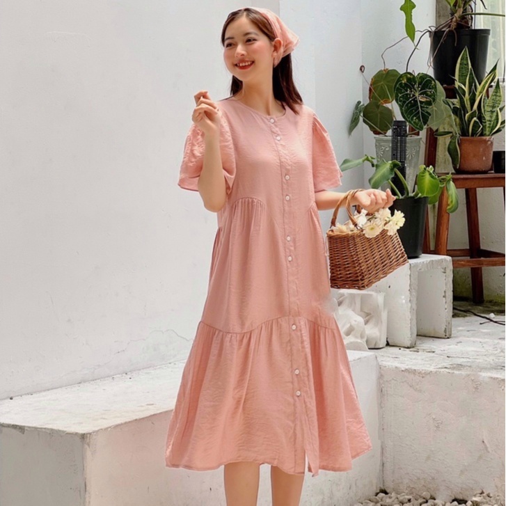 [5 màu] Váy Babydoll Dáng Dài 3 Tầng, Chất Linen Thun Dày Dặn, Phom Rộng Thoải Mái