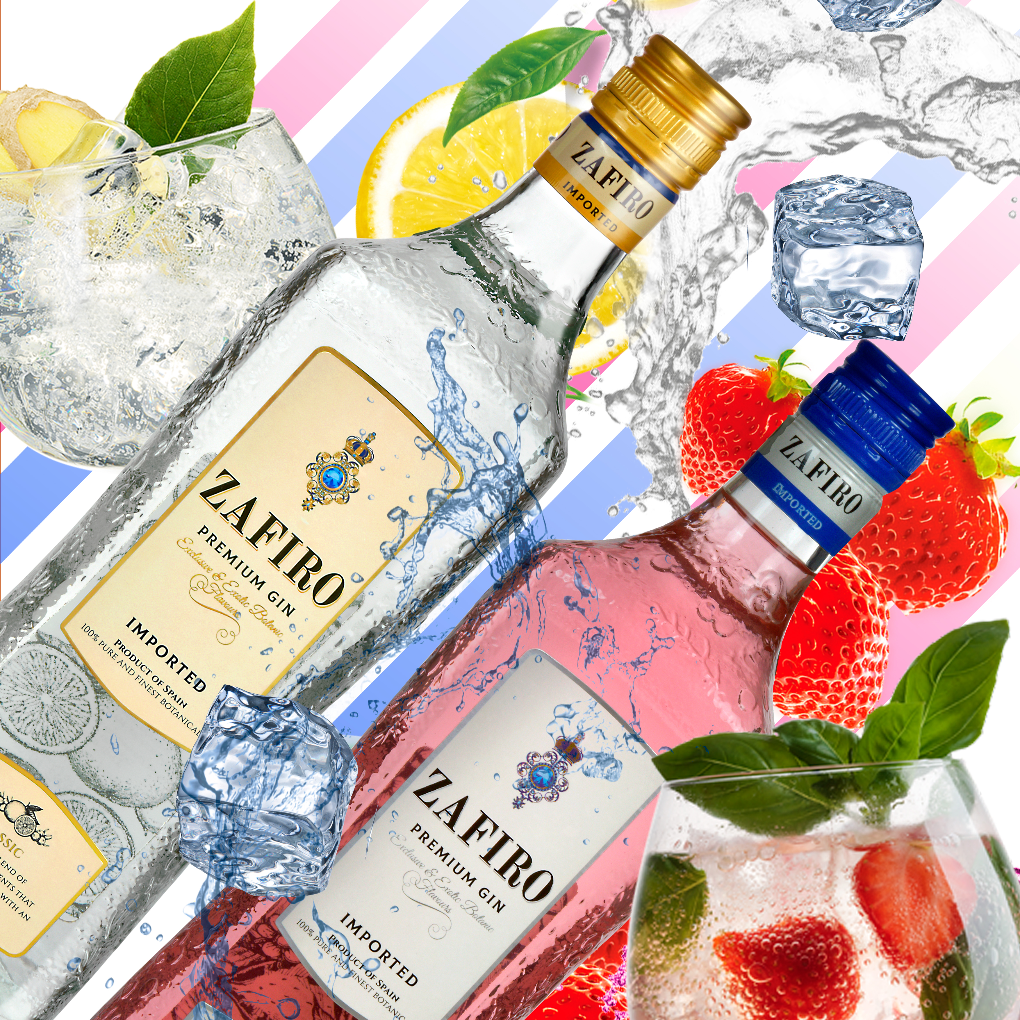 Rượu Gin Zafiro Premium Strawberry 37.5% 700ml