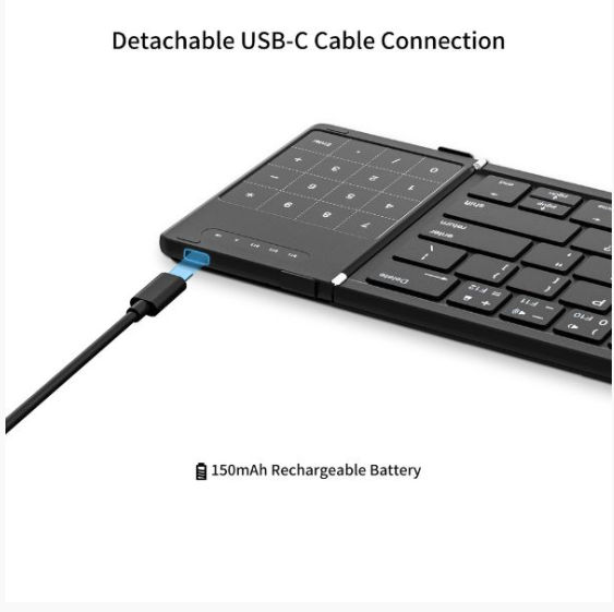 Bàn phím gấp gọn không dây Bluetooth Newmen BK66 Foldable với Touchpad - Hàng chính hãng