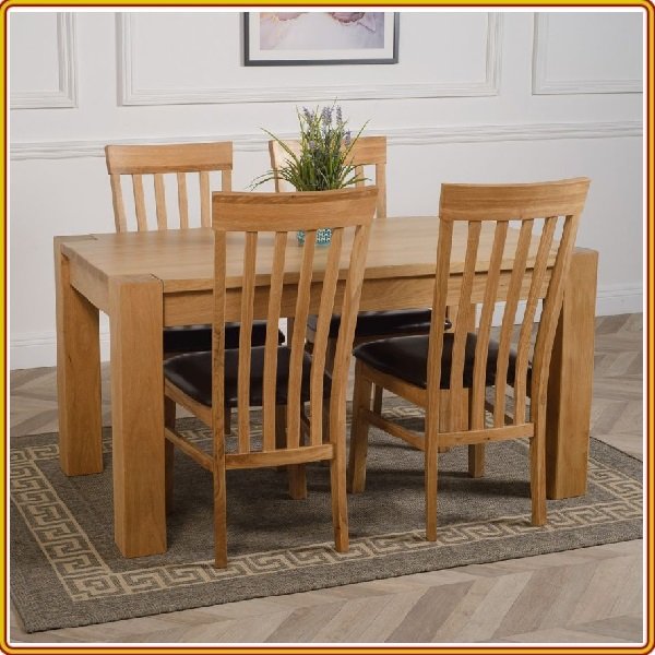 Bộ bàn ăn Rustic Oak bàn 1m4, kèm 4 ghế juno sofa