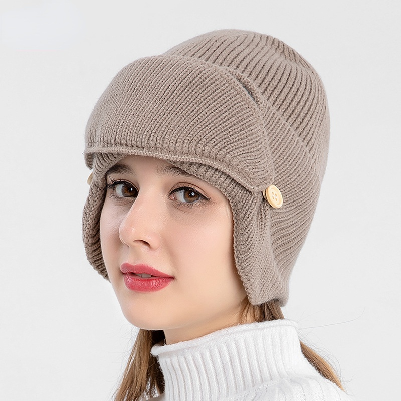 Mùa Đông Kính Máy Bay Ném Bom Nón Earflaps Nữ Mặt Nạ Nón Len Chống Gió Bò Hood Dày Ấm Bonnet Nắp Cho Nam Balo