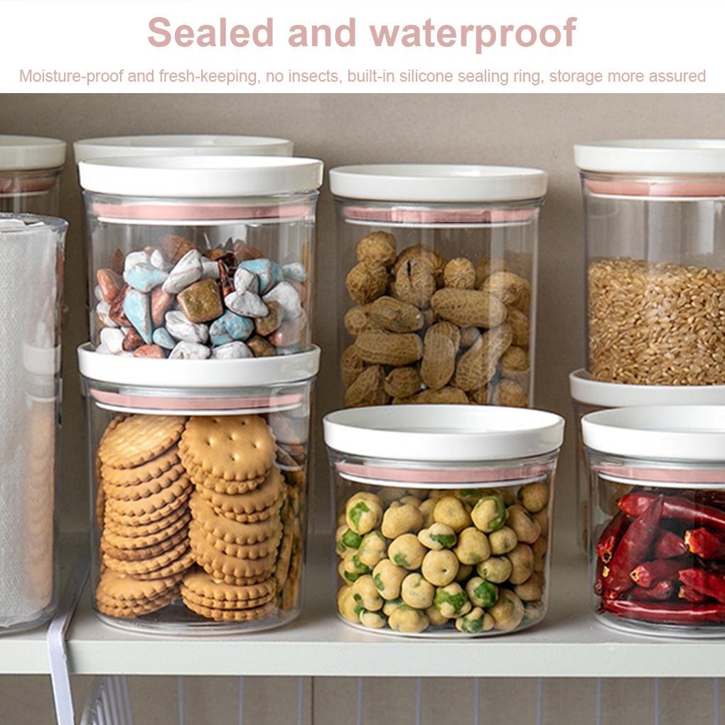 Food Container Kitchen Stackable Moisture-proof Grain Organizer Transparent Sealing Storage Holder with Lid ELEN