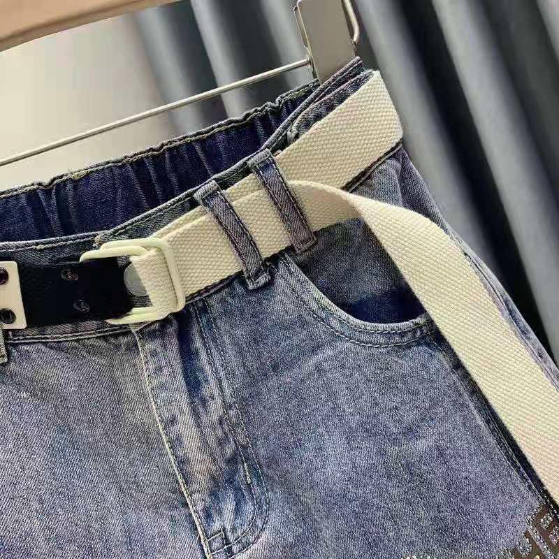 Quần Short Denim Lưng Cao Ống Rộng In Họa Tiết Thời Trang Cho Nữ