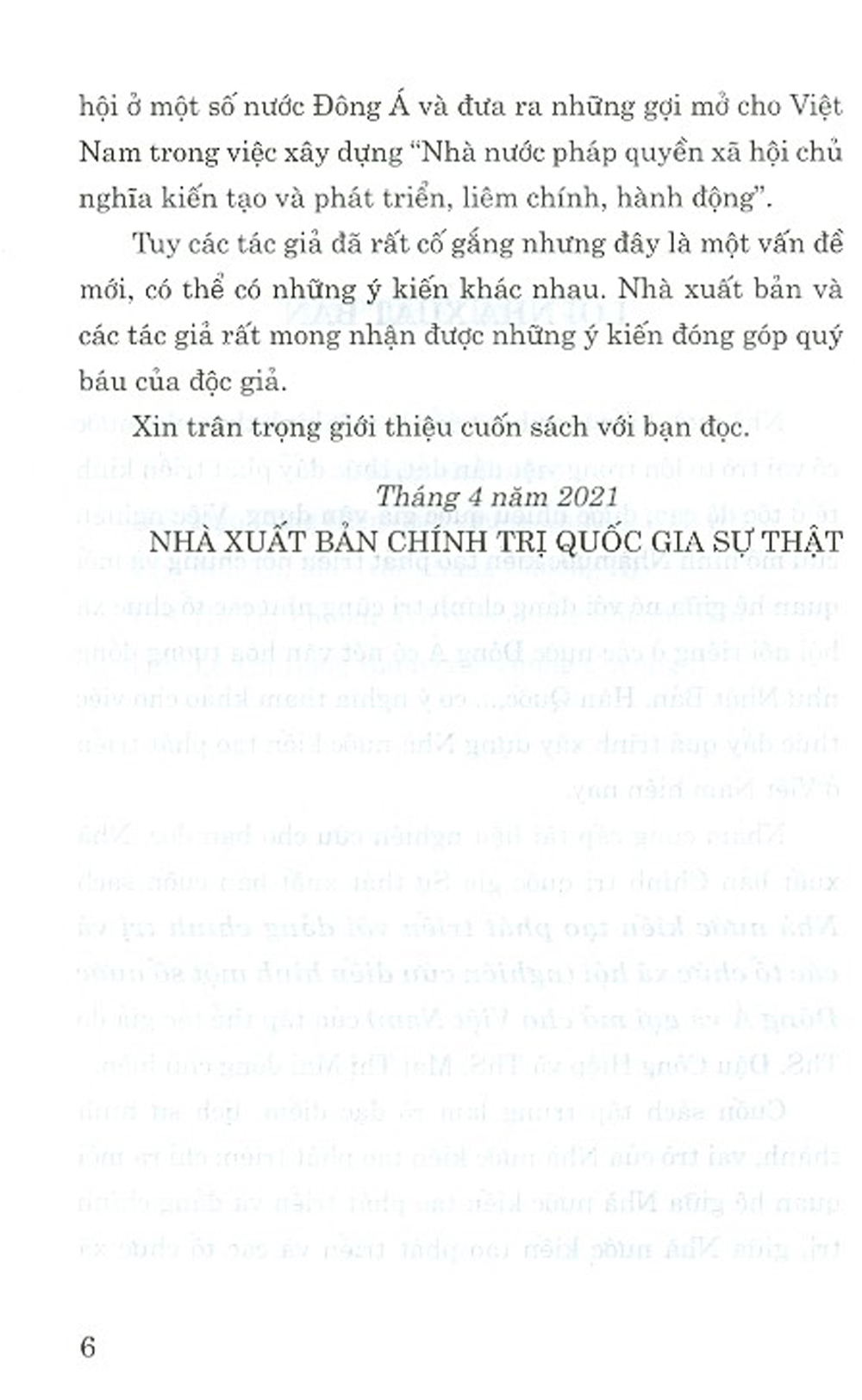 Nhà Nước Kiến Tạo Phát Triển Với Đảng Chính Trị Và Các Tổ Chức Xã Hội (Nghiên Cứu Điển Hình Một Số Nước Đông Á Và Gợi Mở Cho Việt Nam)