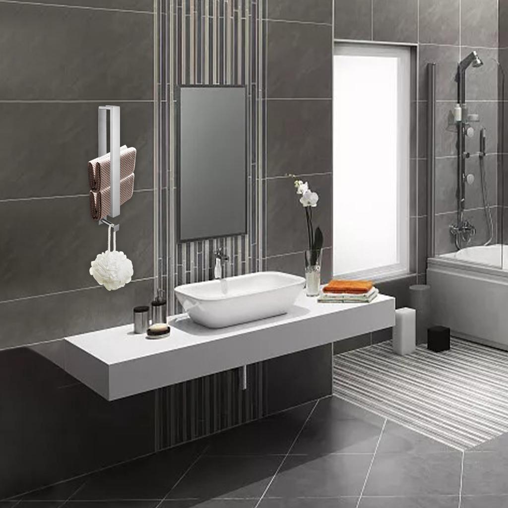 Towel Bar Rod Wall Mounted Adhesive Bathroom Towel Rail Rack Light Gray