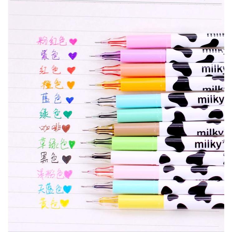 Bút Mực Gel Ngòi Bút 0.38mm Hình Bò Sữa H159