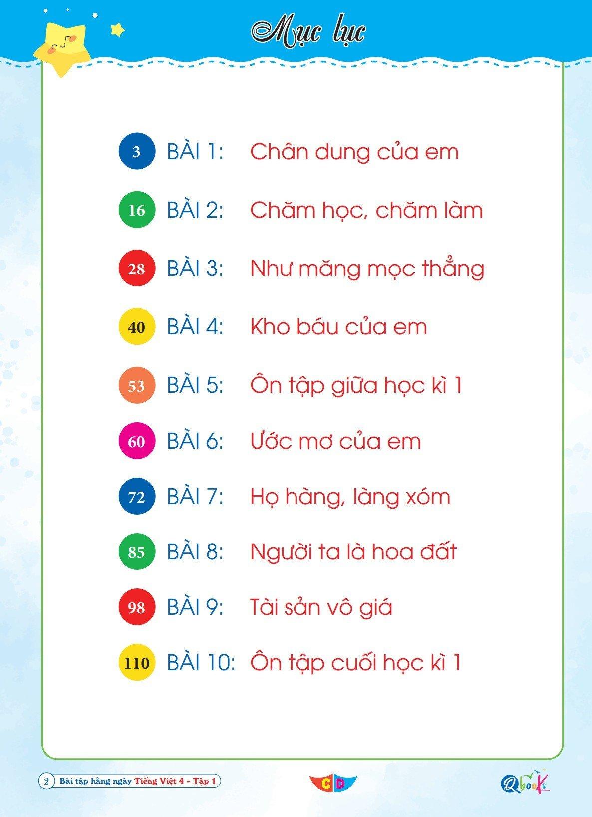Sách Bài Tập Hằng Ngày Tiếng Việt 4 - Tập 1 - Cánh Diều - Bản Quyền
