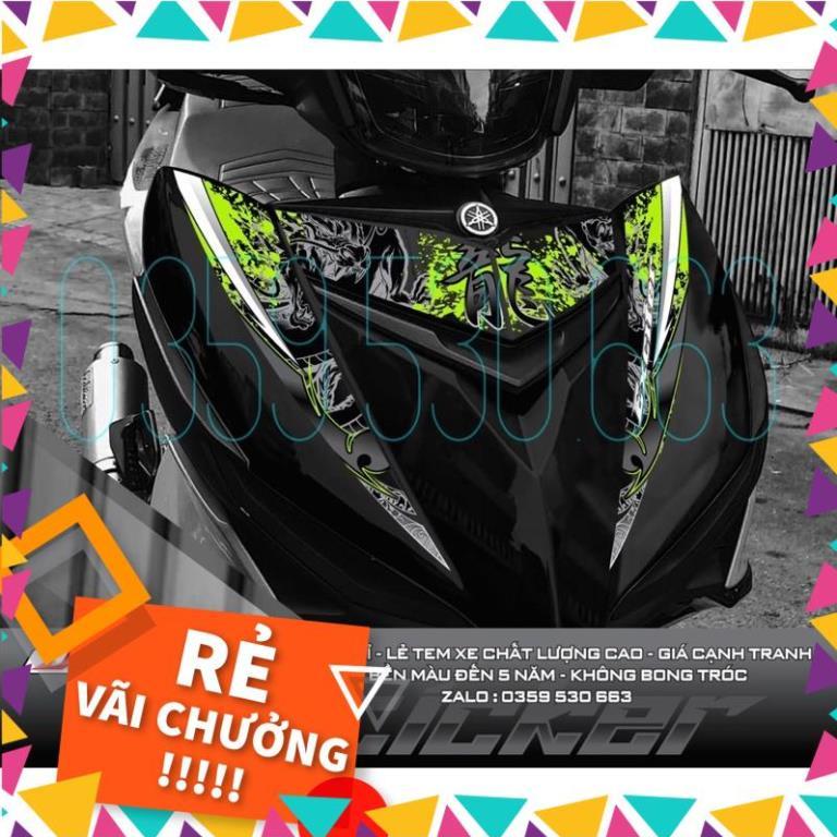 Tem rời Dragon rồng xanh lá dán Exciter 150 xe đen