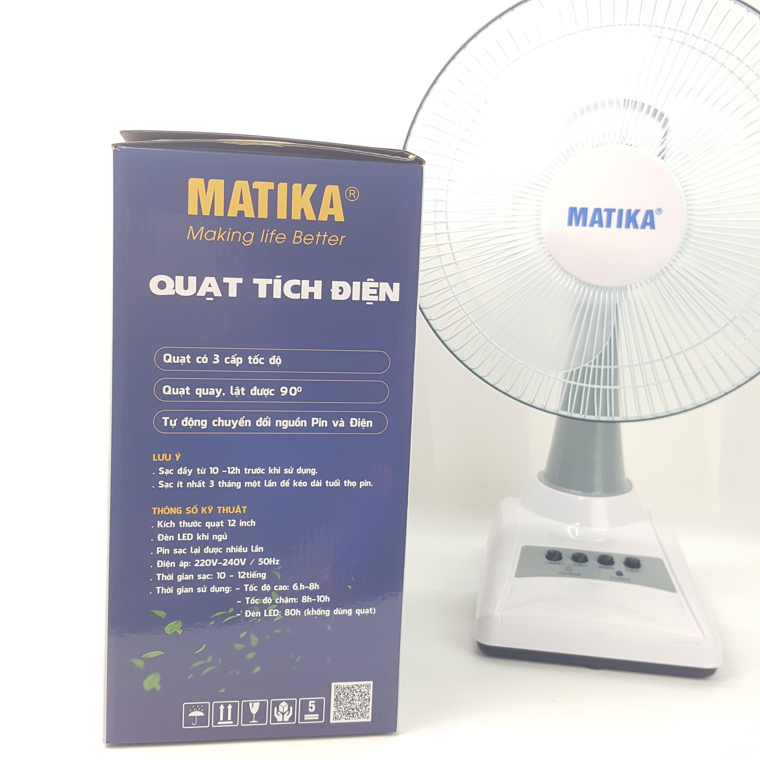 Quạt tích điện Matika MTK- 6312 -  Hàng Chính Hãng