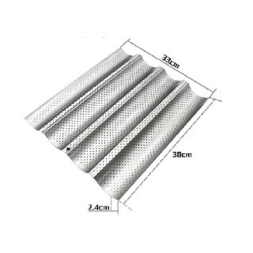 Khay nướng bánh mỳ inox 4 rãnh 38x33x2.5cm