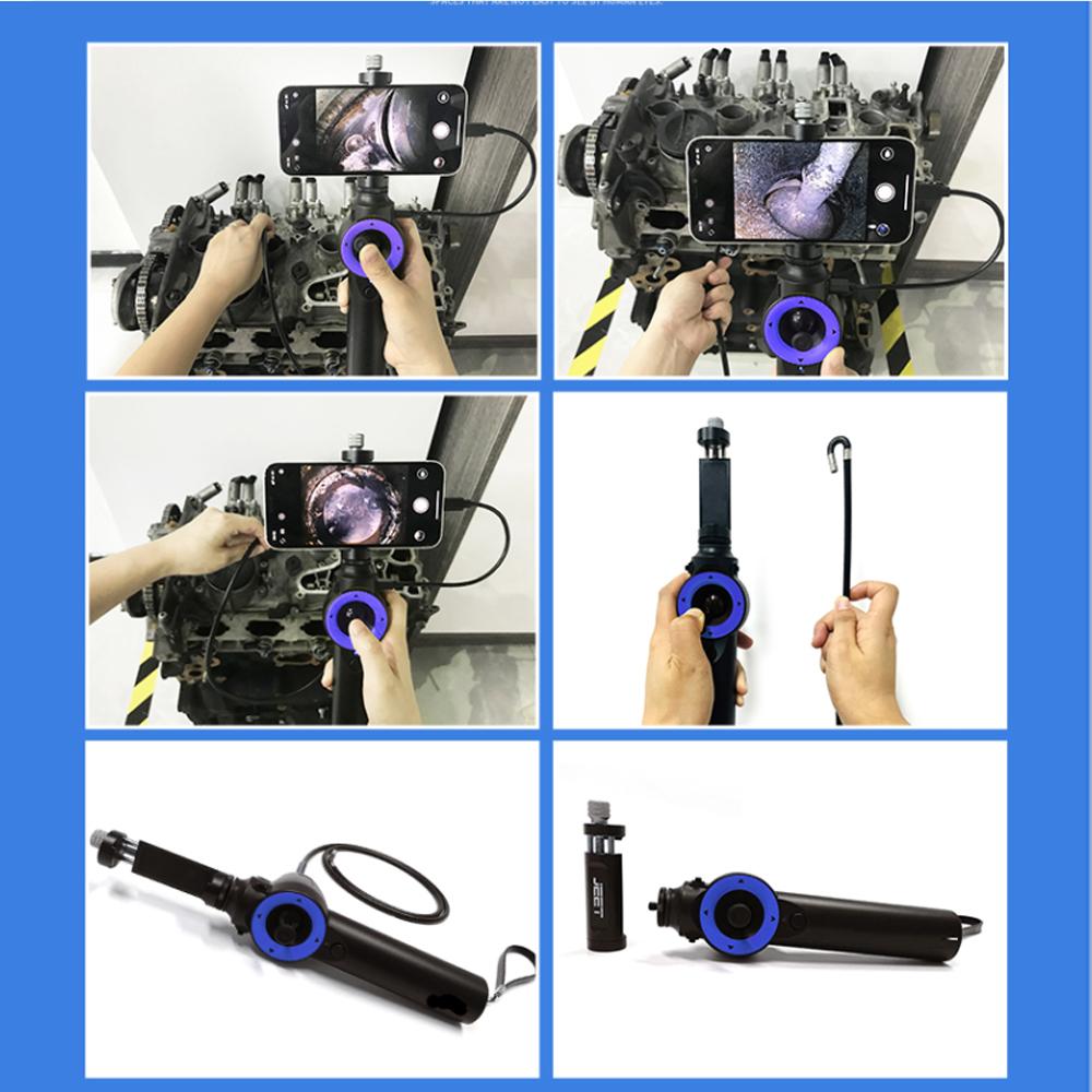 HD 6MM Camera Nội Soi Lái 360 Độ Công Nghiệp Nội Soi Borescope Camera Kiểm Tra Ô Tô Với 8 Đèn LED Cho iPhone Android