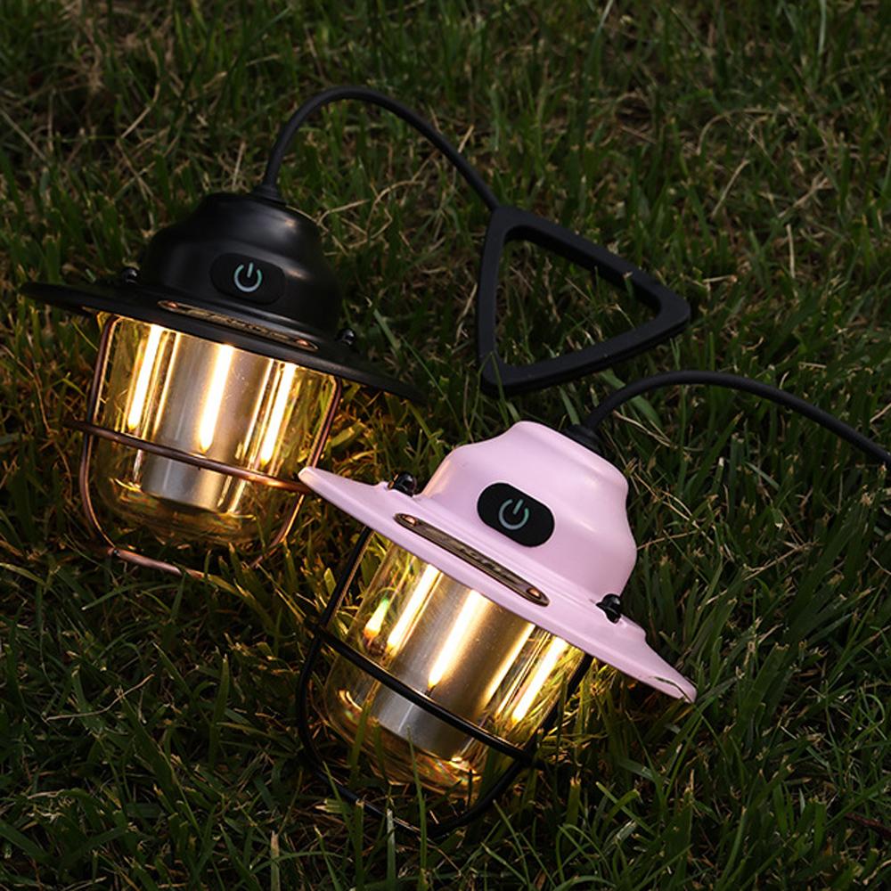 Outdoor Camping Light Vintage Campsite Lantern LED Tent Lamp with 7 Light Modes Handle for Camping Tent Garden Courtyard