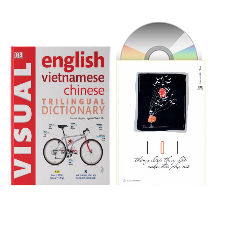Combo 2 sách Từ điển hình ảnh Tam Ngữ Trung Anh Việt – Visual English Vietnamese Chinese Trilingual Dictionary +101 Thông Điệp Thay Đổi Cuộc Đời Phụ Nữ+DVD tài liệu