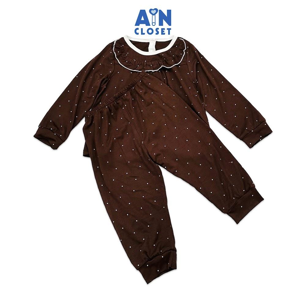 Bộ quần áo dài bé gái họa tiết Bi Nhí nâu thun cotton - AICDBGLUIRSG - AIN Closet