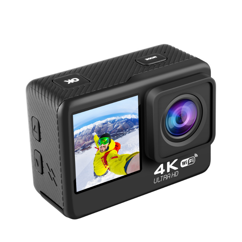 Máy ảnh hành động chống lắc WiFi 4K 60fps Màn hình kép 170 ° góc rộng 30m Máy ảnh thể thao chống thấm nước với điều khiển từ xa